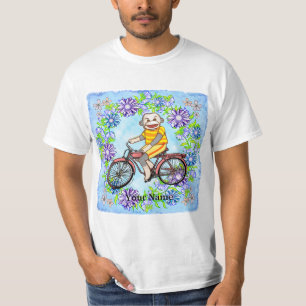 Sok-aap op pedaalfiets t-shirt
