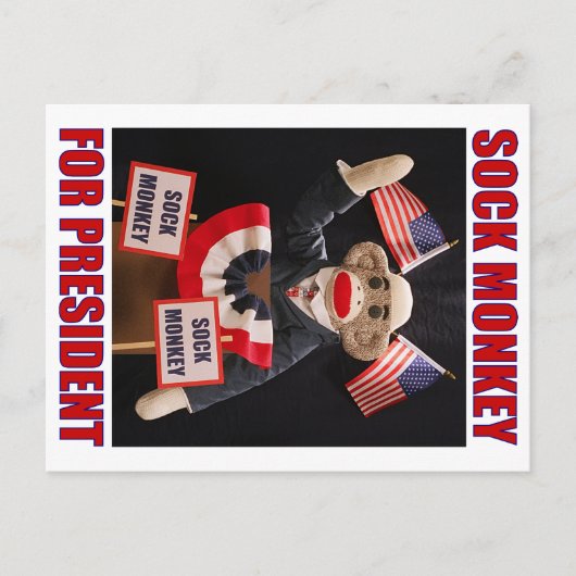 Sok Monkey voor President Briefkaart (Voorkant)