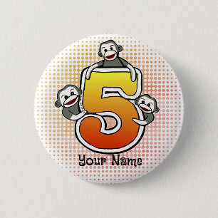 Sokkel Aap Nummer 5 Ronde Button 5,7 Cm
