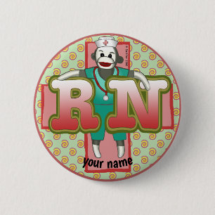 Sokkel aap RN-verpleegster Ronde Button 5,7 Cm