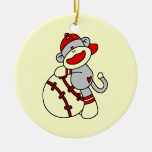 Sokkelapen-honkbal T-shirts en cadeaus Keramisch Ornament