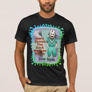Sokken aap verpleegster t-shirt