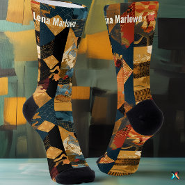 Sokken in vintage patchworkstijl in rijke aardetin