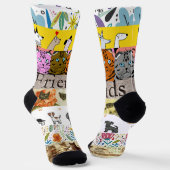 Sokken met speelse honden- en kattenpatronen (Gebogen)