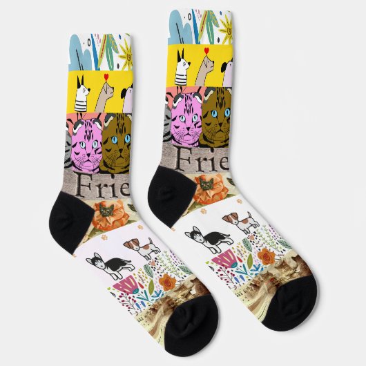 Sokken met speelse honden- en kattenpatronen (Rechts)