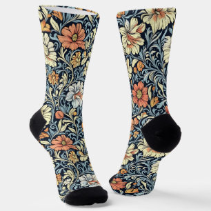 Sokken met vintage-blauwe botanische print