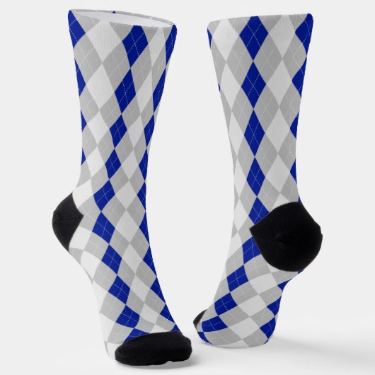 SOKKEN MIDNIGHT BLUE & GRAY Argyle Pattern (Gebogen)