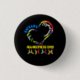 Sokken van 21 maart R op World Down Syndrome Day A Ronde Button 3,2 Cm