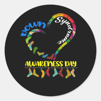 Sokken van 21 maart R op World Down Syndrome Day A Ronde Sticker