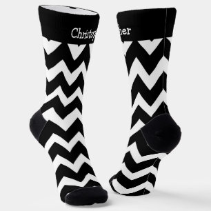 Sokken Zwart En Wit Zig Zag Design