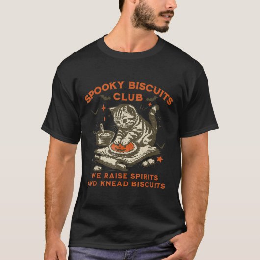 Soky Biscuits Club Cat, Funny Halloween Baking T-shirt (Voorkant)