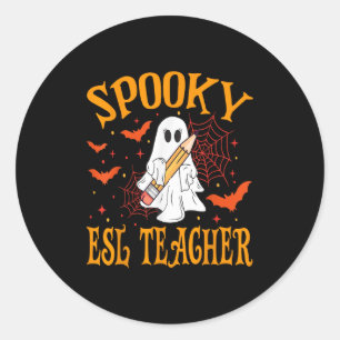 Soky Esl Lerares Geest Grappig Halloween School Vr Ronde Sticker