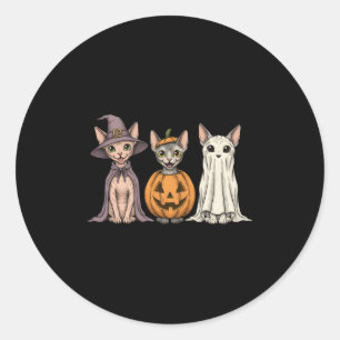 Soky Ghost Sphynx Kat Liefhebber Pompoen Halloween Ronde Sticker