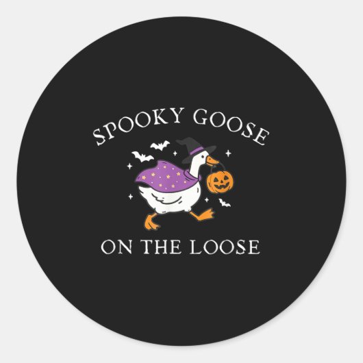 Soky Goose On The Loose Funny Silly Goose Hallowee Ronde Sticker (Voorkant)