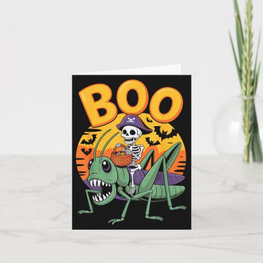 Soky Grhopper Costume On Boo Grhopper Halloween Kaart (Voorkant)