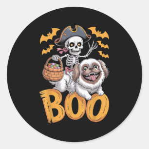 Soky Peke Kostuum Op Boo Pekingese Halloween Ronde Sticker