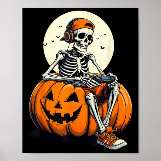 Soky Pumpkin & Skeleton Gamer Tee _ Boys & Poster (Voorkant)