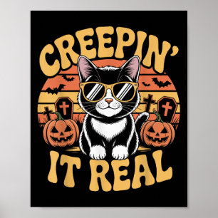 Soky Schattige Creen' It Real Funny Cat Halloween  Poster
