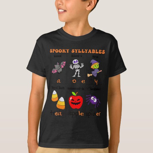 Soky Syllables Teacher Funny Halloween Educational T-shirt (Voorkant)