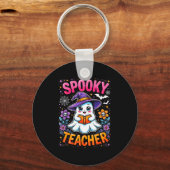 Soky Teacher Cute Ghost Reading Book Funny Hallo  Sleutelhanger (Voorkant)