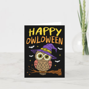 Soky Uil Happy Owloween Witch Funny Halloween Bird Kaart