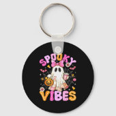 Soky Vibes Ghost Retro Groovy Halloween Women Girl Sleutelhanger (Voorkant)