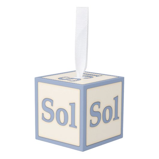 "Sol" Solfeggio Musical Baby Blocks Blue Kubus Ornament (Voorkant hoekig)
