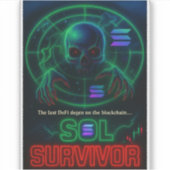 SOL Survivor - Retro Solana Crypto-Sticker Sticker (Voorkant)