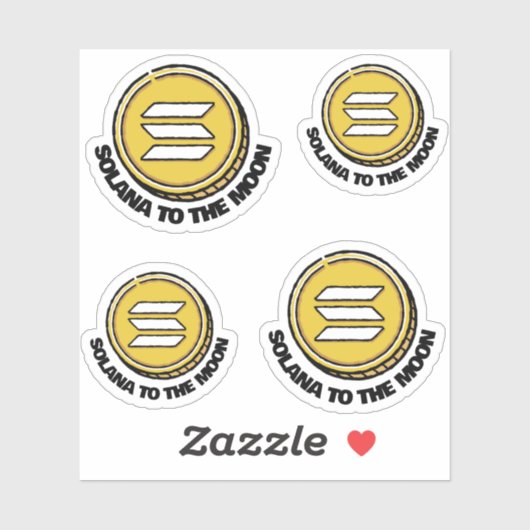 SOLANA TO MOON cadeau crypto petit autocollant (Feuille)