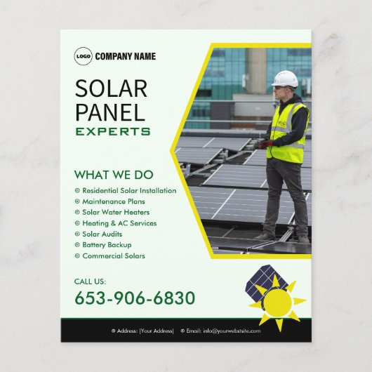 Solar Business bewerkbare aangepaste flyer (Voorkant)