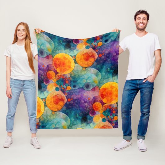 Solar Drift Vibrant Fractal Art Abstract Pattern Fleece Deken (In situ)