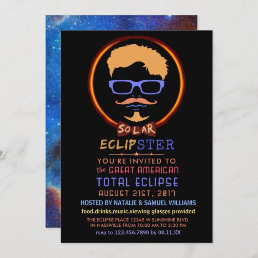 Solar Eclipse 2017 Viewing Party Funny Hipster Kaart (Voorkant / Achterkant)