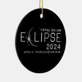 Solar Eclipse 2024 Aangepaste locatie Foto Keepsak Keramisch Ornament (Rechts)