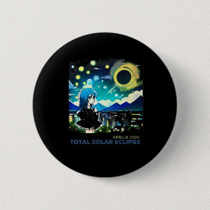Solar Eclipse 2024 Anime Style Art Ronde Button 5,7 Cm