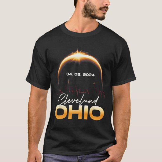 Solar Eclipse 2024 Cleveland Ohio Totaal Solar Ecl T-shirt (Voorkant)