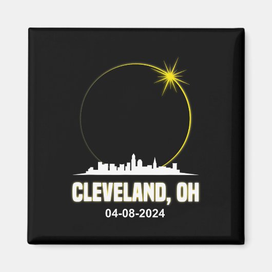 Solar Eclipse 2024 Cleveland Skyline Ohio Solar Ec Magneet (Voorkant)
