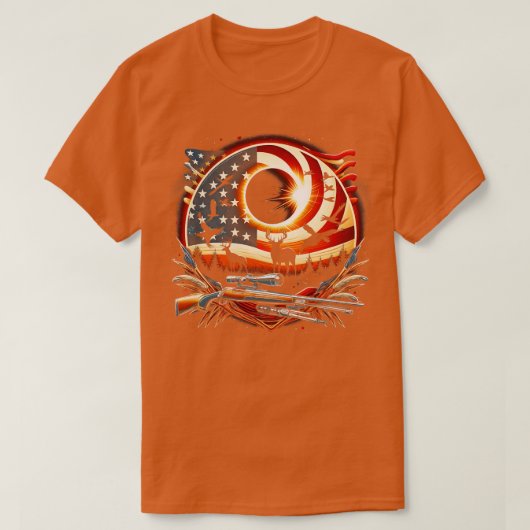 Solar Eclipse 2024 Design Hunting en de Amerikaans T-shirt (Design voorkant)