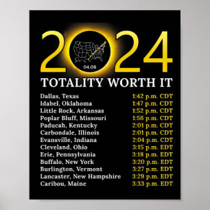 Solar Eclipse 2024 Grappige totaliteit waard Het T Poster