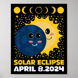 Solar Eclipse 2024 Schattigee Kinder Peuter Jongen Poster