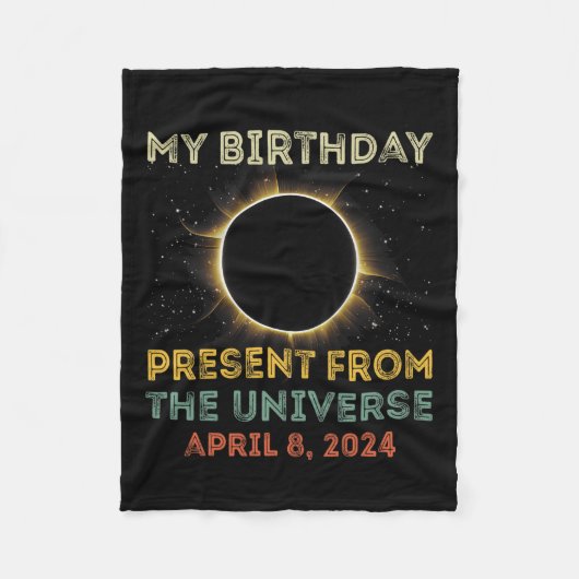 Solar Eclipse 2024 Verjaardag Cadeau 4.8.24 Totali Fleece Deken (Voorkant)