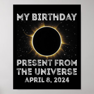 Solar Eclipse 2024 Verjaardag Cadeau 4.8.24 Totali Poster