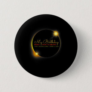 Solar Eclipse 2024 Verjaardag Cadeau 4.8.24 Totali Ronde Button 5,7 Cm