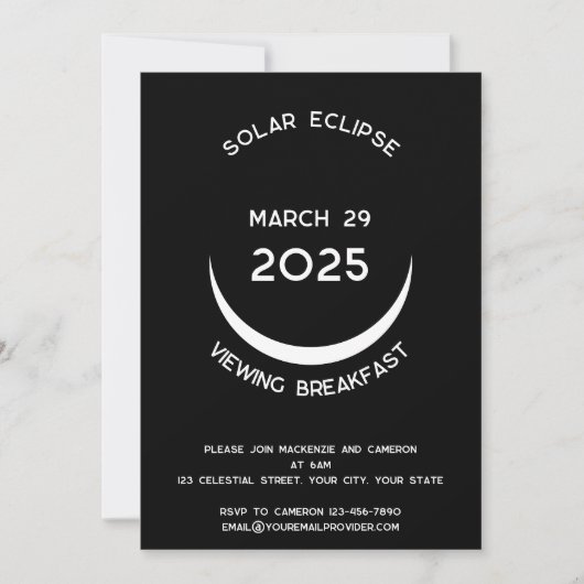 Solar Eclipse 2025 Uitnodiging voor het Kijkfeest (Voorkant)