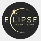 Solar Eclipse Astronomy Event 2026 Ronde Sticker (Voorkant)