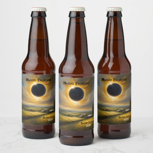Solar Eclipse Boerderij Midwest aanpassen Set van  Bier Etiket (Flessen)