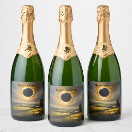 Solar Eclipse Boerderij Midwest aanpassen Set van Sparkling Wijnetiket (Flessen)