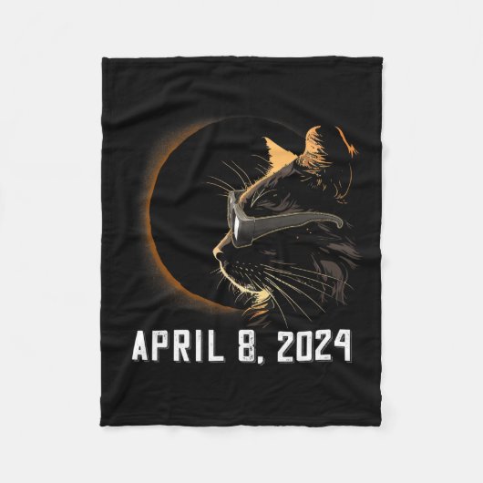 Solar Eclipse Cat Solar Eclipse Bril Cat Fleece Deken (Voorkant)