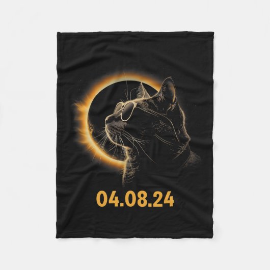 Solar Eclipse Cat Solar Eclipse Bril Cat Funny Fleece Deken (Voorkant)