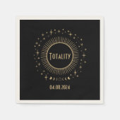 Solar Eclipse & Celestial Stars Zwart & Goud Horlo Servet (Voorkant)