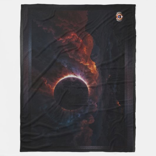 Solar Eclipse Cosmic Masterpiece Xzendor7 AI Art Fleece Deken (Voorkant)